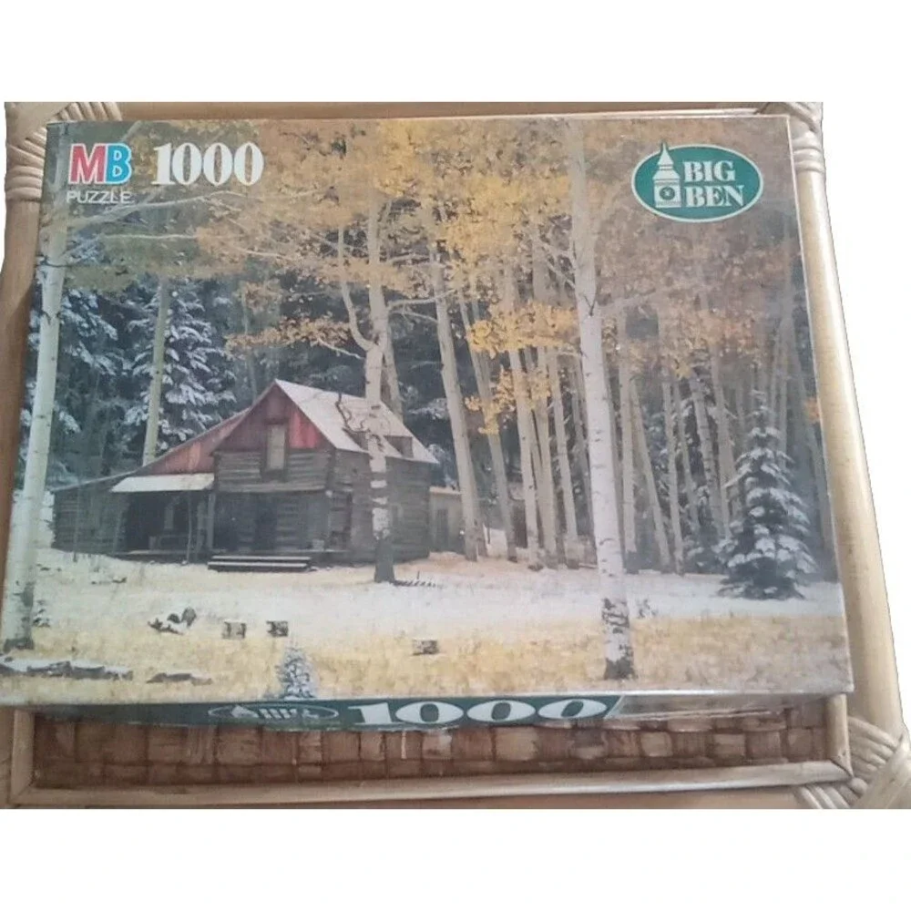 MB Puzzle 1000 Piece Big Ben Cabin Woods 4962-20